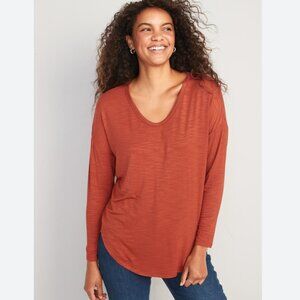 🍒 Old Navy Luxe Tunic Long Top Scoop Neck Soft Rusty Orange PLUS Sz 3X